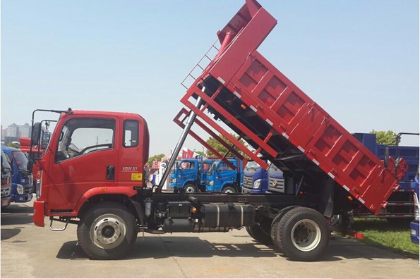 A dump truck in operation