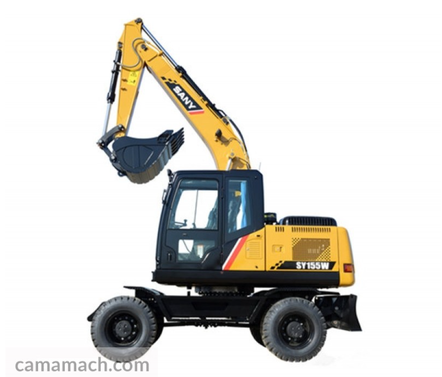The 14-ton SY155 wheel excavator from SANY listed for Sale by Camamach